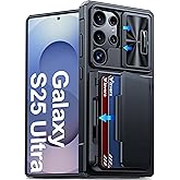 Vizvera for Samsung Galaxy S25 Ultra Case Wallet RFID [Cards Holder][Camera Cover][Edge Raised] Full Body Rugged Shockproof Silicone Protective Phone Case for Galaxy S25 Ultra 6.9" 2025(Black)