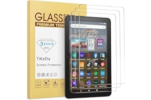 TiKeDa (3 Pack) Screen Protector for Amazon Kindle Fire HD 8/8 Plus/Kids/Kis Pro [8 inch] (12th/10th generation-2022&2020 Released) - 0.33mm Tempered Glass,Ultra Clear,Anti-Scratch,Case Friendly