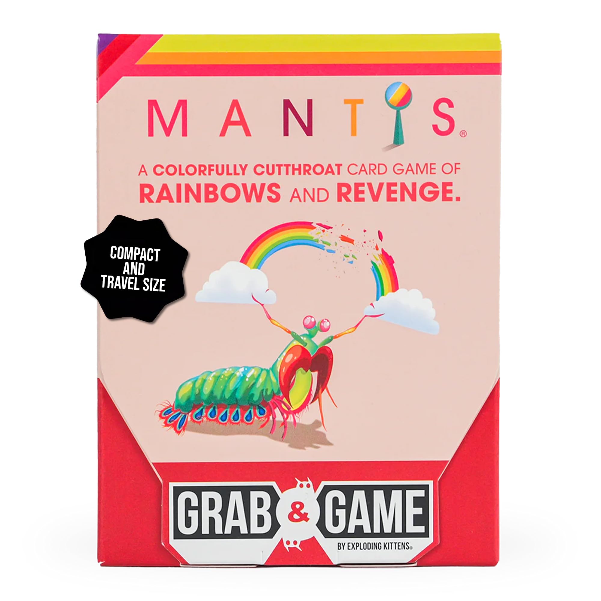Exploding Kittens - Mantis Grab & Game Pocket-Sized Party Game with Vibrant Art & Addictive Gameplay for 2-4 Players Ages 7+ - Ideal Travel Game for Families on The Go, Pink