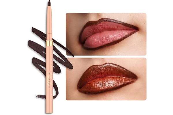 Oulac Brown Lip Liner Pencil, 2in1 Retractable Makup Crayon for Lipliner and Eyeliner, Highly Pigmented, Smooth, Long Lasting