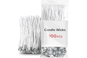 100PCS Candle Wicks for Candle Making - MAQIHAN mechas para velas 6 Inch White Candle Wick Thick Cotton Candle Wicks Soy Wax 