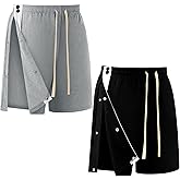 Funnysoft 2 Pcs Mens Tear Away Shorts Surgery Recovery Shorts for Man Snap Tear Away Pant with Pockets Adaptive Post Hip Knee Surgery Recovery Clothing with Waist Tie, XL Size, Black, Gray