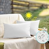 VAKADO 12x20 Lumbar White Outdoor Pillows Waterproof Set of 2 Throw Pillow Covers Decorative Patio Furniture Sunbrella Cushion Cases Outside Decor for Couch Garden Bench Porch