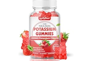 softbear Potassium Gummies for Adults, Sugar Free Potassium Chloride Gummies 1200mg Support Leg Cramps & Electrolyte Balance High Potency Potassium Supplement, Strawberry Flavor 60 Count