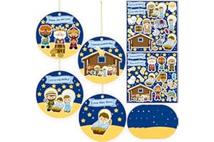 Ceiba Tree Nativity Stickers Religious Christmas Craft for Kids Make A Nativity Scene Ornament Set for Christmas Tree Party Home School Game Activity 24Pcs