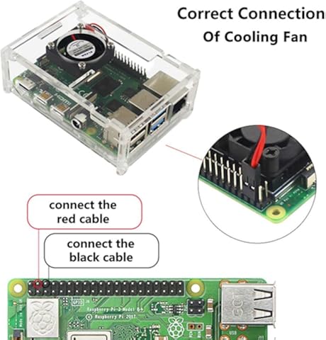 Rouku Para Raspberry Pi 4 Modelo B Carcasa Material ABS con Ventilador Color clásico Estuche para Raspberry Pi Estuche acrílico