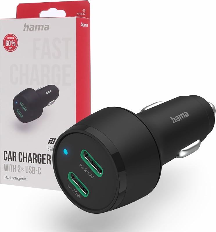 | Cargador USB-C Doble para Coche Carga rápida