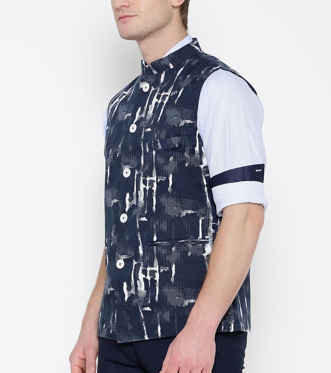 shaftesbury london men's cotton nehru jacket