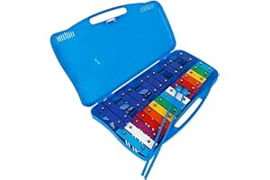 YAYUZEST Xylophone 25 Notes Glockenspiel for Kids, Professional Xylophone Percussion Instrument with Hard Case and Safe Mallets, for Student Beginners, Music Teaching and Gifts (Blue)
