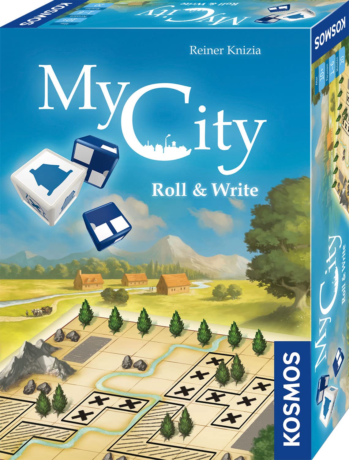 Kosmos 682385 My City Roll & Write, The Popular Urban Building Game as a Dice Game with Game Block and Special Dice, for 1-6 People, Board Game for Adults and Children from 10 Years