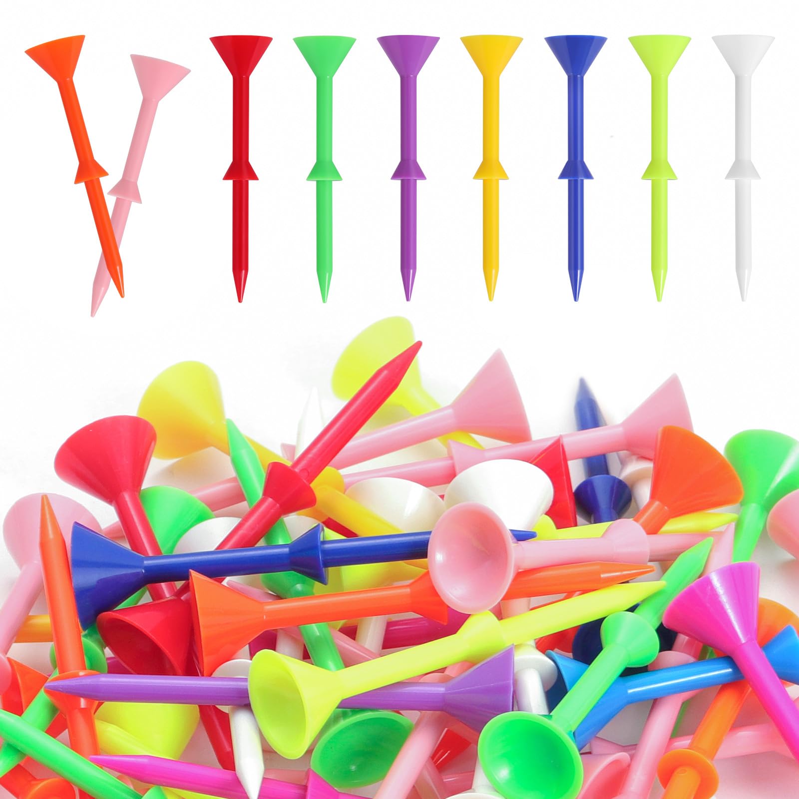 Photo 1 of ELIUNG Unbreakable Golf Tees, 83mm Mixed-Color Golf Tee Holder with Big Cup, Extra Thick Plastic Golf Stability Tees, 3-1/4 inch Golf Tee Accessories for Men Women Golfers