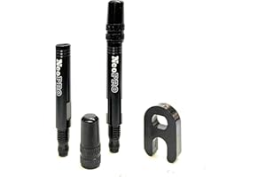 NeoPRO Presta Valve Extension Extender Kit (Pack of 2) w/Valve Key and Cap - Available in 4 Lengths - 20,30,40,60 mm (Black, 30mm)