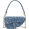 ONE2MAY Denim Saddle Bag Clutch Purse Shoulder Handbag for Girls Women Trendy Design Satchel Bags Crossbody bag Denim Purse