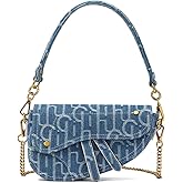 ONE2MAY Denim Saddle Bag Clutch Purse Shoulder Handbag for Girls Women Trendy Design Satchel Bags Crossbody bag Denim Purse