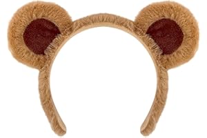 DaliDali Brown Bear Ears Headband Adult Bear Costume for Halloween Festival Cosplay Party, Bear Ear Headband Hairband for Makeup Face Washing, Bear Ears Costume, Fashion Hairband for Makeup