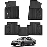 3W Floor Mats Fit Toyota Camry 2018-2024 FWD Only (Not for Hybrid or AWD), TPE All Weather Custom Fit Floor Liner, 1st and 2nd Row, Black(L/LE/SE/TRD/XLE/XSE)
