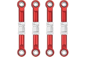 SHARE GOO 4Pcs ShareGoo Metal Steering Rod Servo Linkages Turnbuckle Compatible with Hyper Go MJX 16207 16208 16209 16210 H16BM H16GT H16DR 1/16 RC Car (Red)