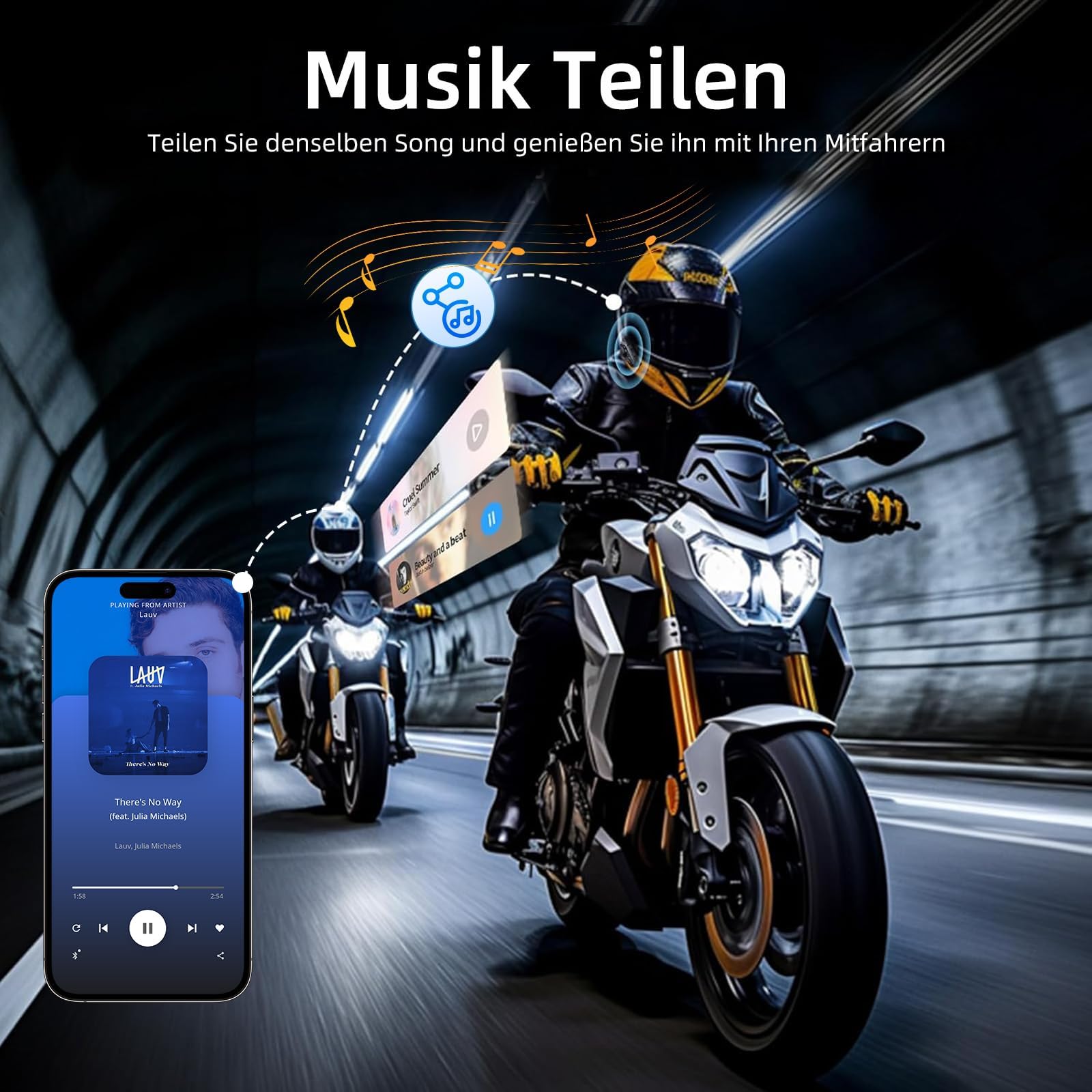 WAYXIN R16 Motorrad Bluetooth Headset –motorradhelm -Intercom mit Dual-Chip, Multi-Audio,IP67 wasserdicht, Musik teilen & FM-Radio, für 6 Personen-Gruppe – Kompatibel mit Anderen Marken