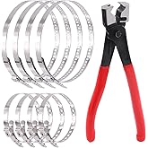 Swpeet 9Pcs Heavy Duty Multi-purpose Hose Clip Pliers with Small and Large Stainless Steel CV Boot Clamp Assortment Kit, Crim