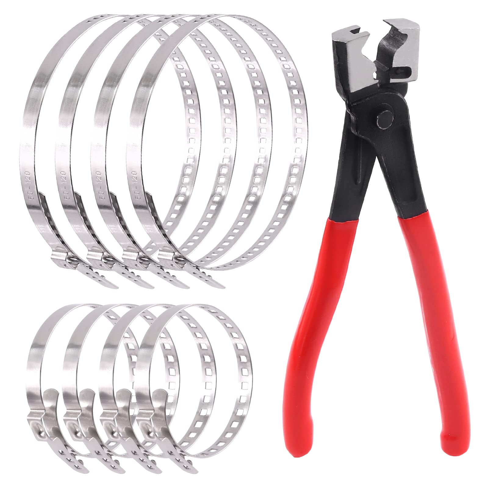 Sweet 9Pcs Heavy Duty Multi-purpose Hose & CV Boot Clamp Assortment Kit, Crimp Clamp Clic-R Collar Pliers for Most Cars