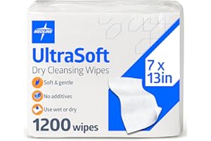 Medline Ultrasoft Dry Baby Wipes, Gentle Disposable Cleansing Cloths, 1,200 Count, Dry Wipe Size is 7 x 13 inches, Great for Sensitive Skin and can be used as Baby Washcloths, Incontinence Wipes