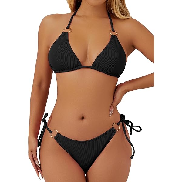 Two Piece Swimsuit Padded Top Triangle Bra Bikini