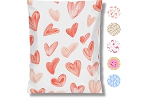 NOAFOCKS Mailers Poly Bags 10x13 Inch 100 Pcs Sturdy Shipping Bags for Clothes Mailers Poly Bags Package Bags Self Adhesive Mailing Shipping Envelopes Cute Packaging Bags for Small Business - Red Hot Hearts