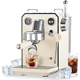 Gemilai G3006A Espresso Machine, Cold &amp; Hot Brew Espresso Maker for Home with Dual PID Temperature Control, Dual Display, 15 Bar Pump, Adjustable Brewing Program, Steam Wand, 57oz Water Tank, White