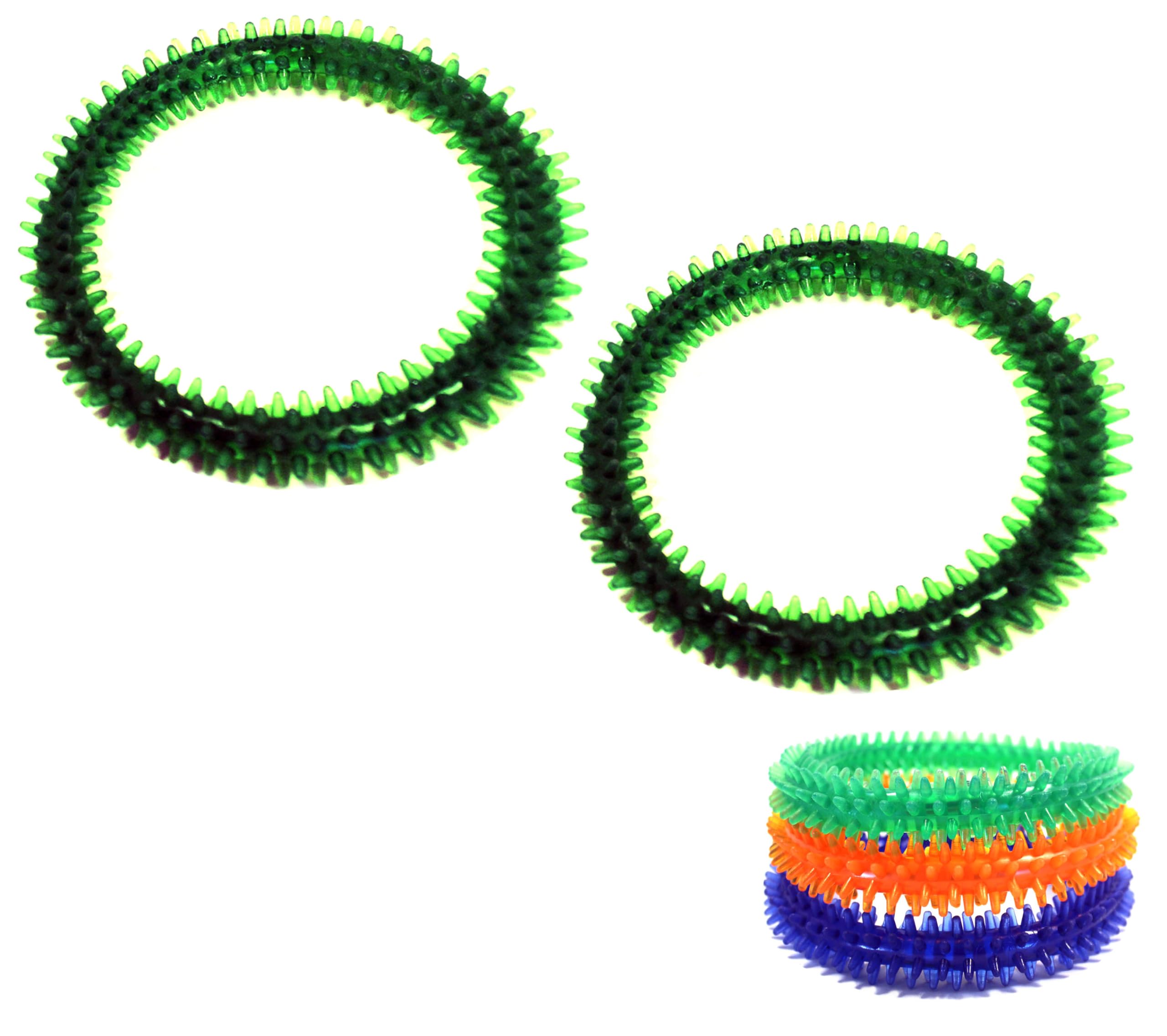 Honeey Puppy Biting Dog Chew Ring Toy Dental Soft Rubber Teething Training, Dogs less than 10kg (2x Green Rings)