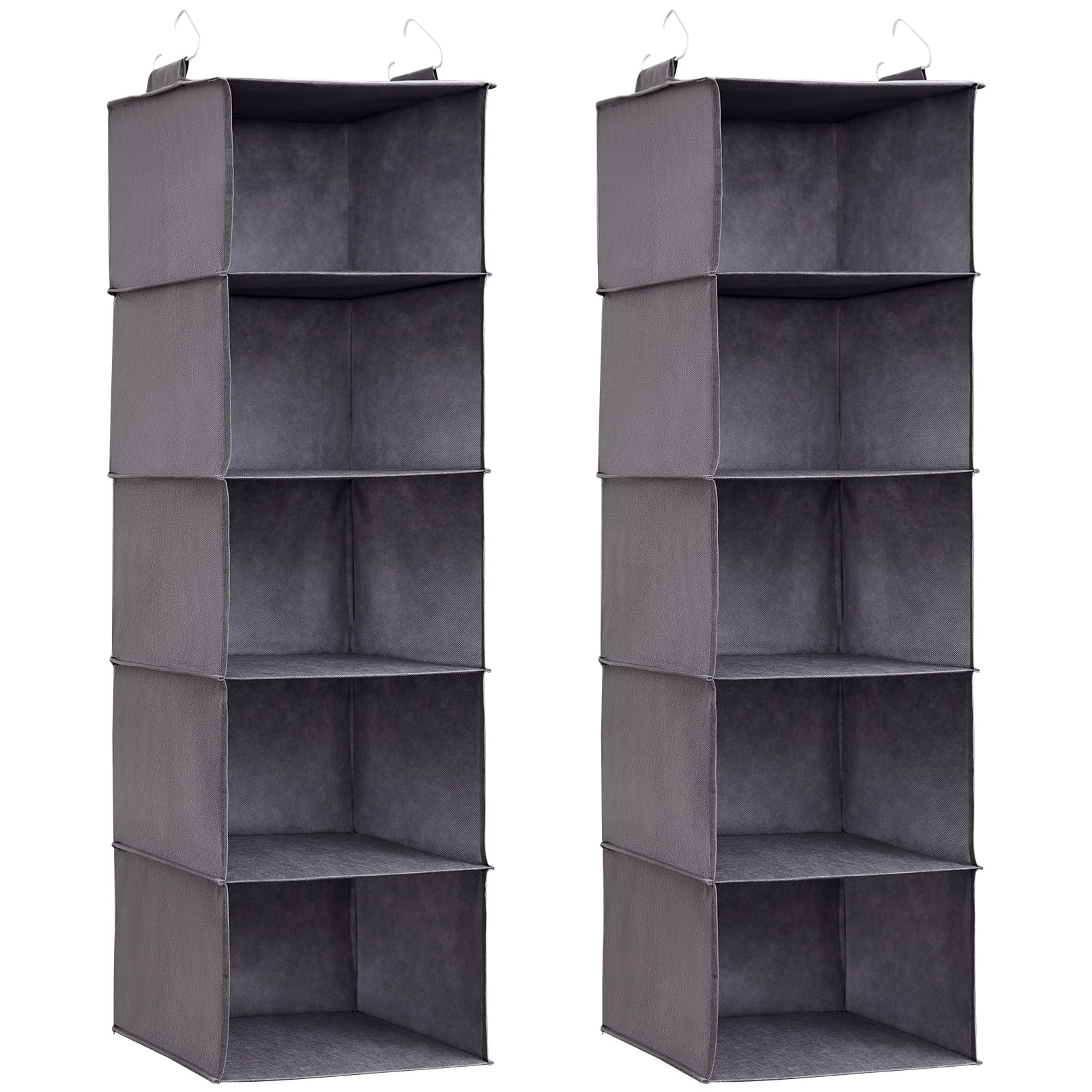 Lifewit Hängeregal, Schrank Organizer, Hängesystem Kleiderschrank, Hängeaufbewahrung aus Stoff, Ordnungssystem Kleiderschrank, Faltbar und Platzsparend mit Metallhaken, 2 Stück, Grau