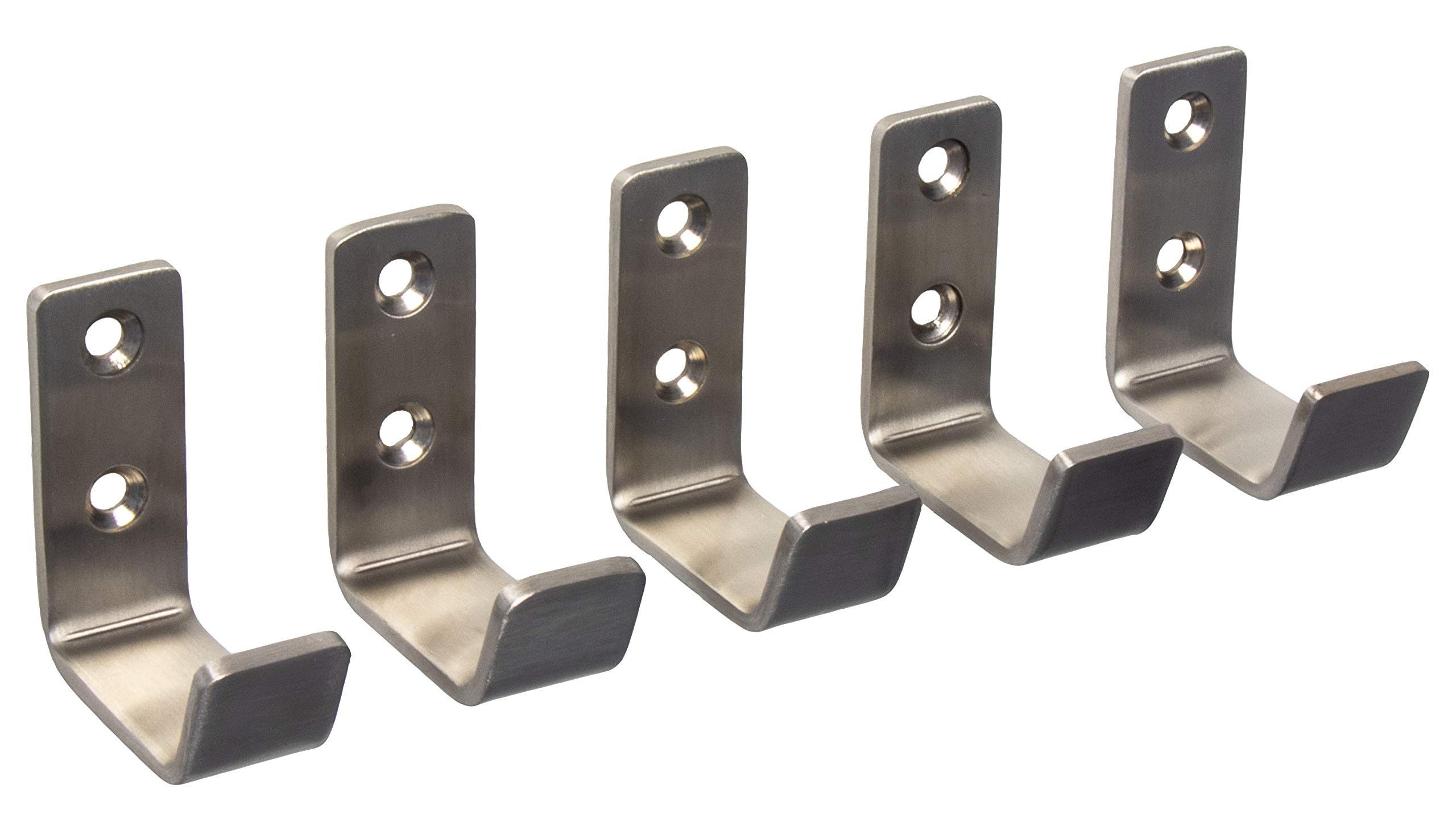 Gedotec Coat Hooks Vintage Coat Hooks Brushed Stainless Steel Single - Sandra Small | Hanger Curved | 48 x 20 mm | wall Hooks for screwing | 5 Pieces - Coat Rack wall mounting