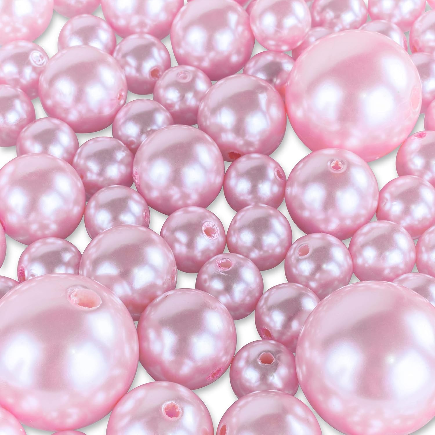 Vase Fillers - Elegant Glossy Polished Pearl Beads for Vase Fillers, DIY Jewelry Necklaces, Table Scatter, Wedding, Birthday Party Home Decoration, Event Supplies (8 Ounce Pack, 70 Pieces) (Pink)
