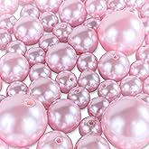 Super Z Outlet Elegant Glossy Polished Pearl Beads for Vase Fillers, DIY Jewelry Necklaces, Table Scatter, Wedding, Birthday Party Home Decoration, Event Supplies (8 Ounce Pack, 70 Pieces) (Pink)