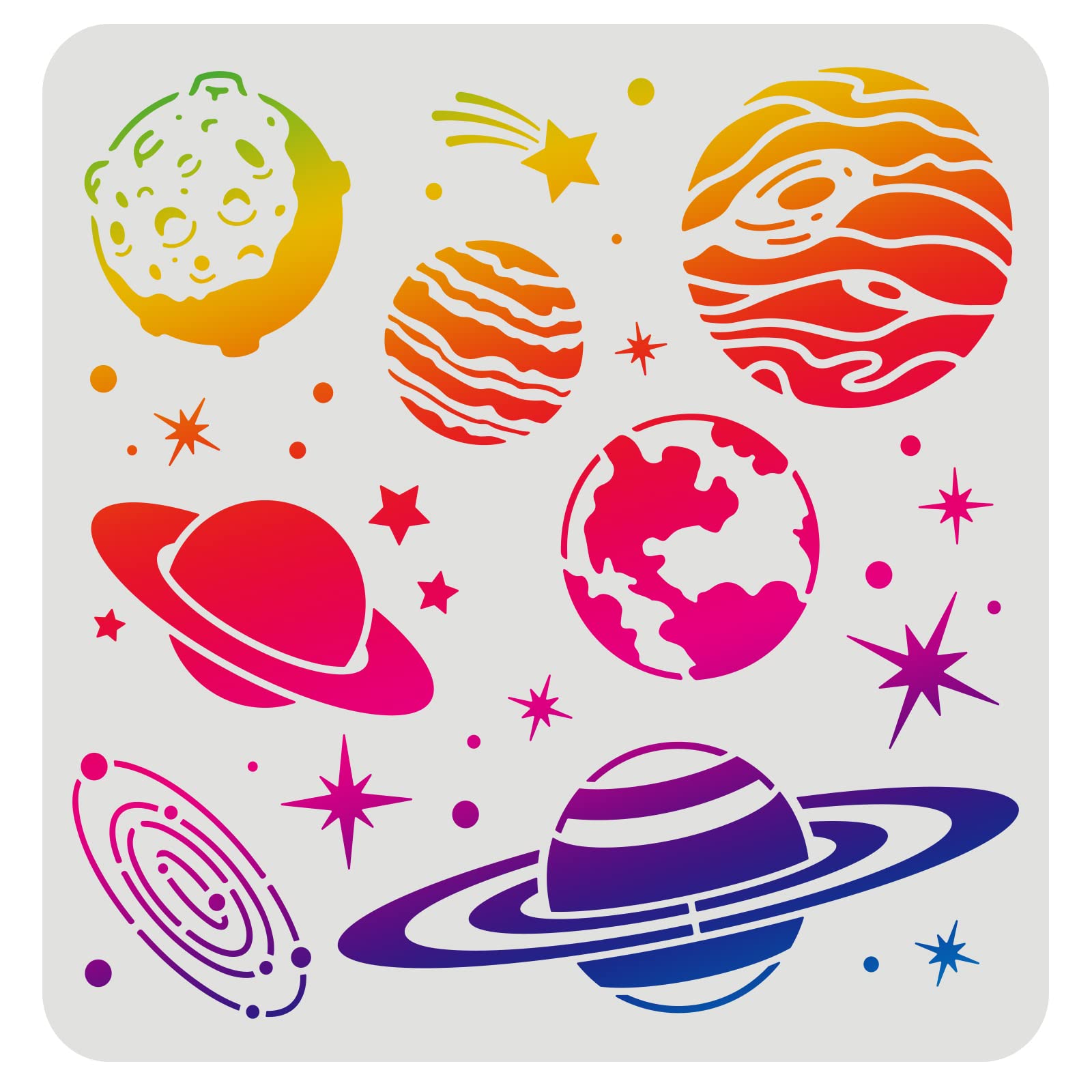 FINGERINSPIRE Planets Galaxy Drawing Painting Stencils Templates 30x30cm Plastic Planetary Stencils Decoration Square Star Stencils for Painting on Wood, Floor, Wall and Fabric