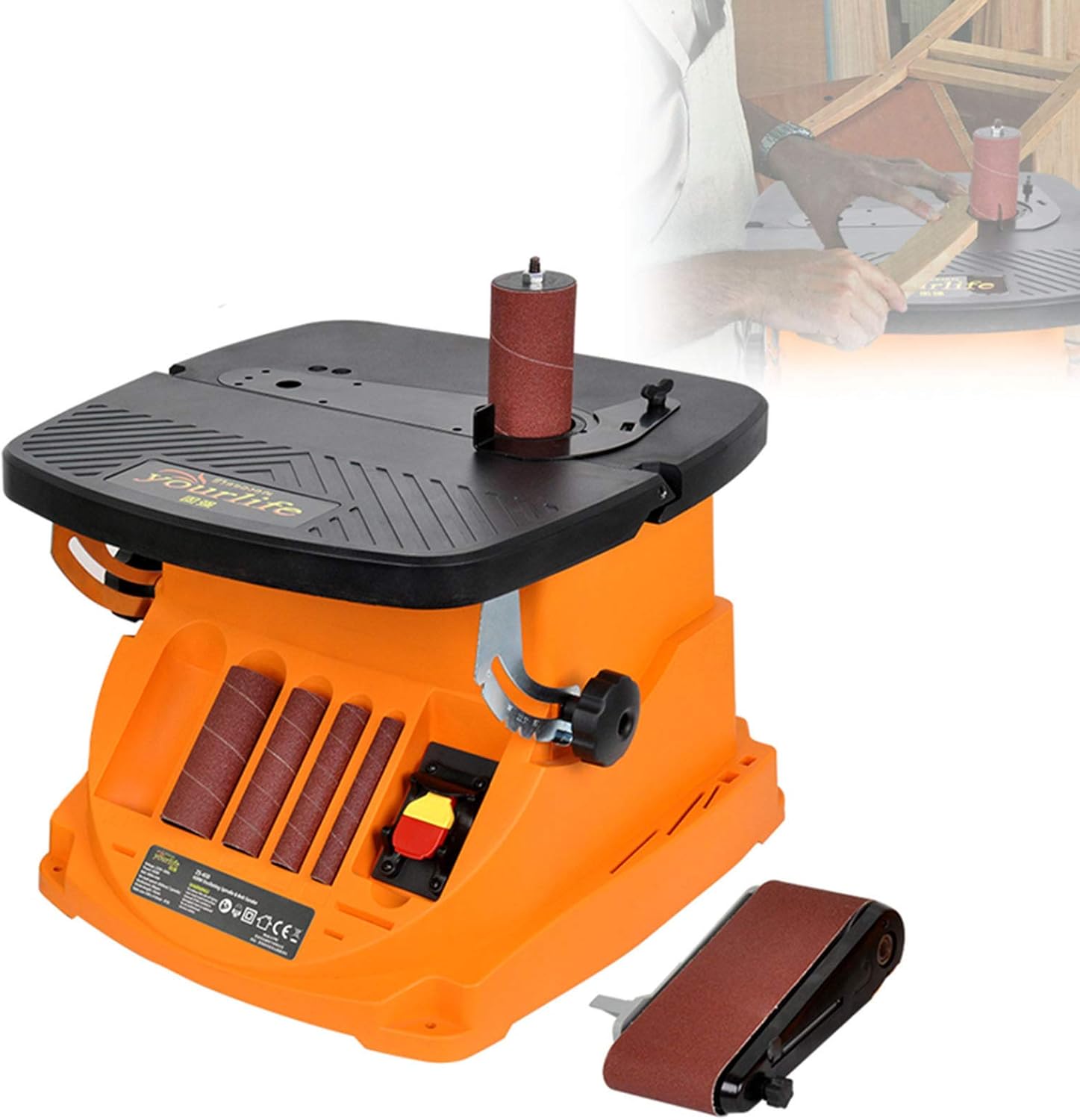 Belt Sander with 5 Sand Rings and 1Sand Belt, ToolFree Sand Belt