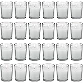 flamecan 24 Pack Clear Glass Filled White Votive Candles. Unscented Votive Candles for Home Décor Spa Weddings Birthdays Holidays Party