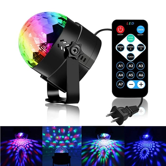 DI GRAZIA Disco Ball Light 3W Party LED Music Activated Strobe Lights for Home Room Dance Parties DJ Lightshow for Birthday Club Karaoke Decorations