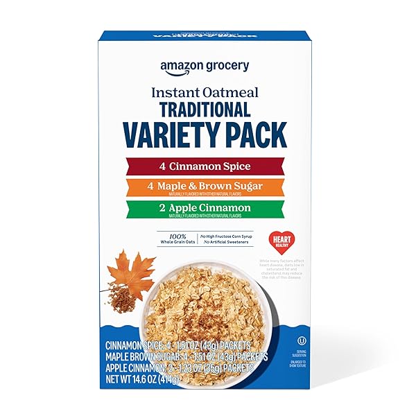 AMAZON GROCERY, TRADITIONAL VARIETY INSTANT OATMEAL, 14.6 OZ, 10 CT