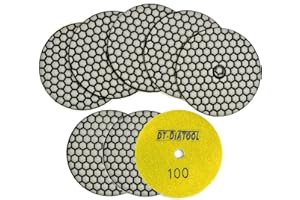 DT-DIATOOL Dry Diamond Polishing Pads 4 Inch for Granite Marble Quartz Stone Countertop Tiles 8 Pieces Grits 100