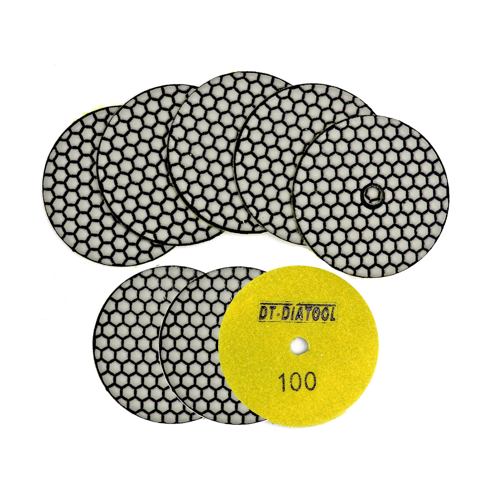 DT-DIATOOL Dry Diamond Polishing Pads 4 Inch/100mm 8PC #100 for Granite Marble Ceramic — image 1