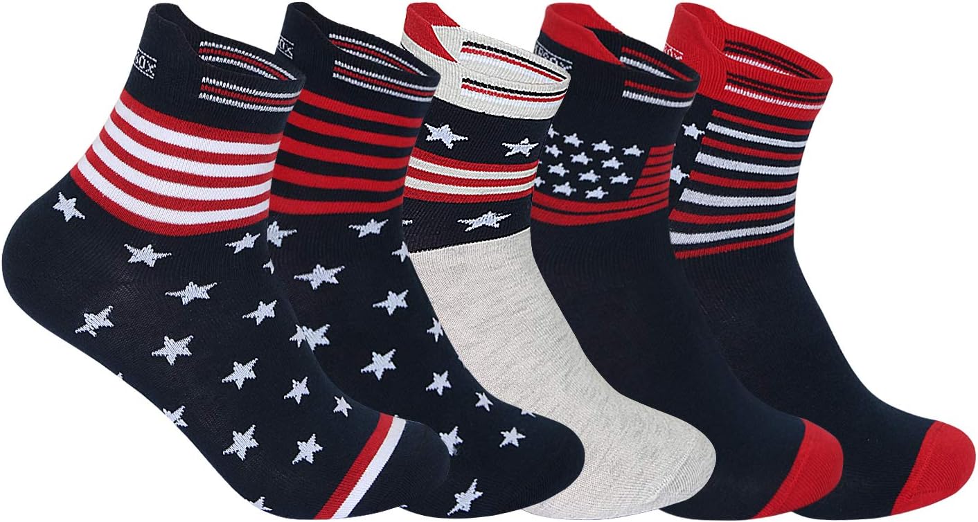 Men's and Women's US Collection Design Ankle Length Socks (Multicolour, Free Size) - Pack of 5