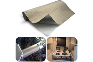 DEGEOBERLIN Titanium Adhesive Backed Exhaust Heat Shield tape for Wall Behind Grill 2500 Degrees High Temp Protection Material Thermal Barrier Blanket Mat (12'' X 12'')