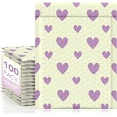 Fuxury Bubble Mailers 6x10" Padded Envelopes 100 Pack Usable Size 6x9" #0 | Self Seal Bubble Envelopes Small Padded Mailers for Small Business Shipping Bag, Gifts, Jewelry, Makeup,Purple Heart In Beige