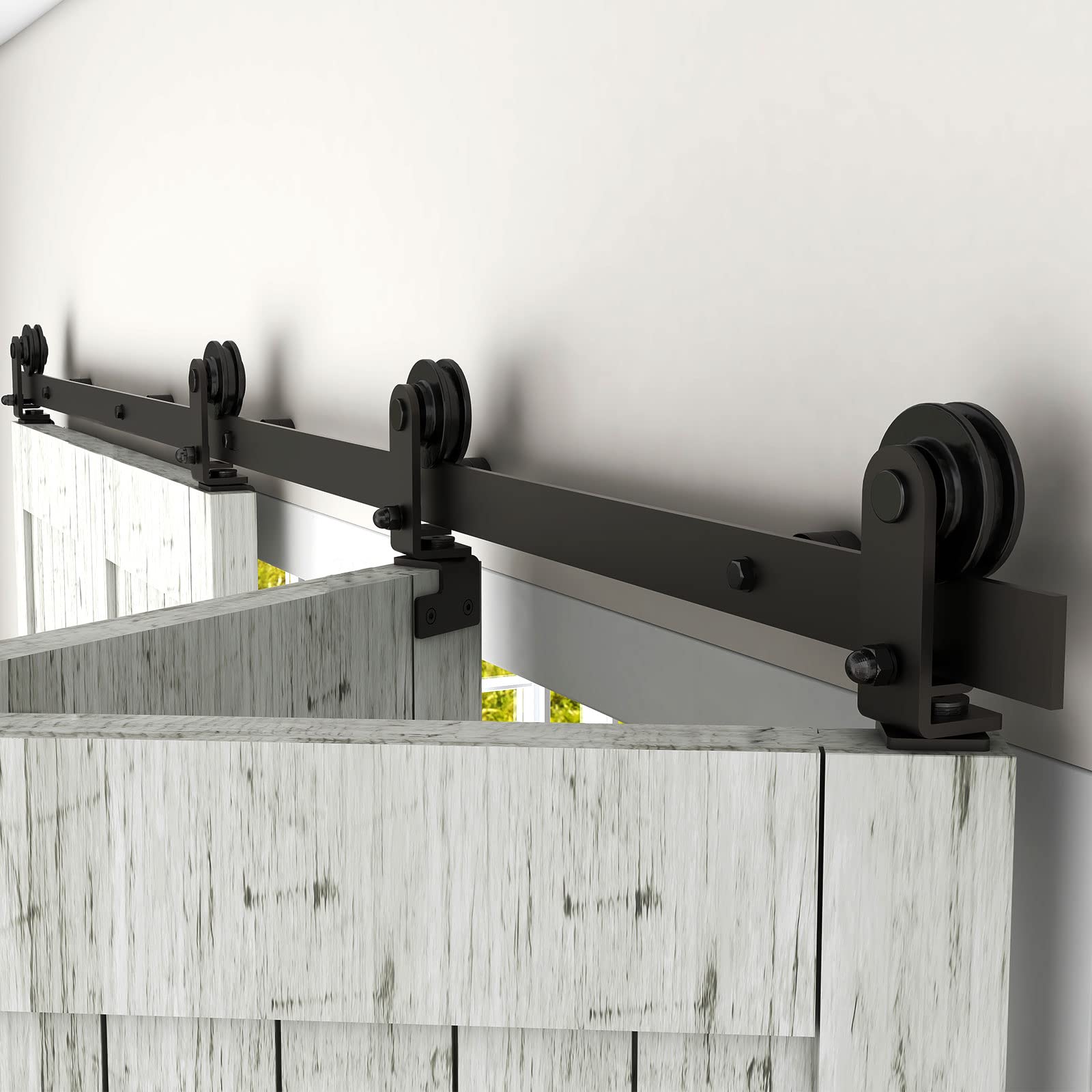 CCJH 80" Bi-Folding Sliding Barn Door Hardware Kit