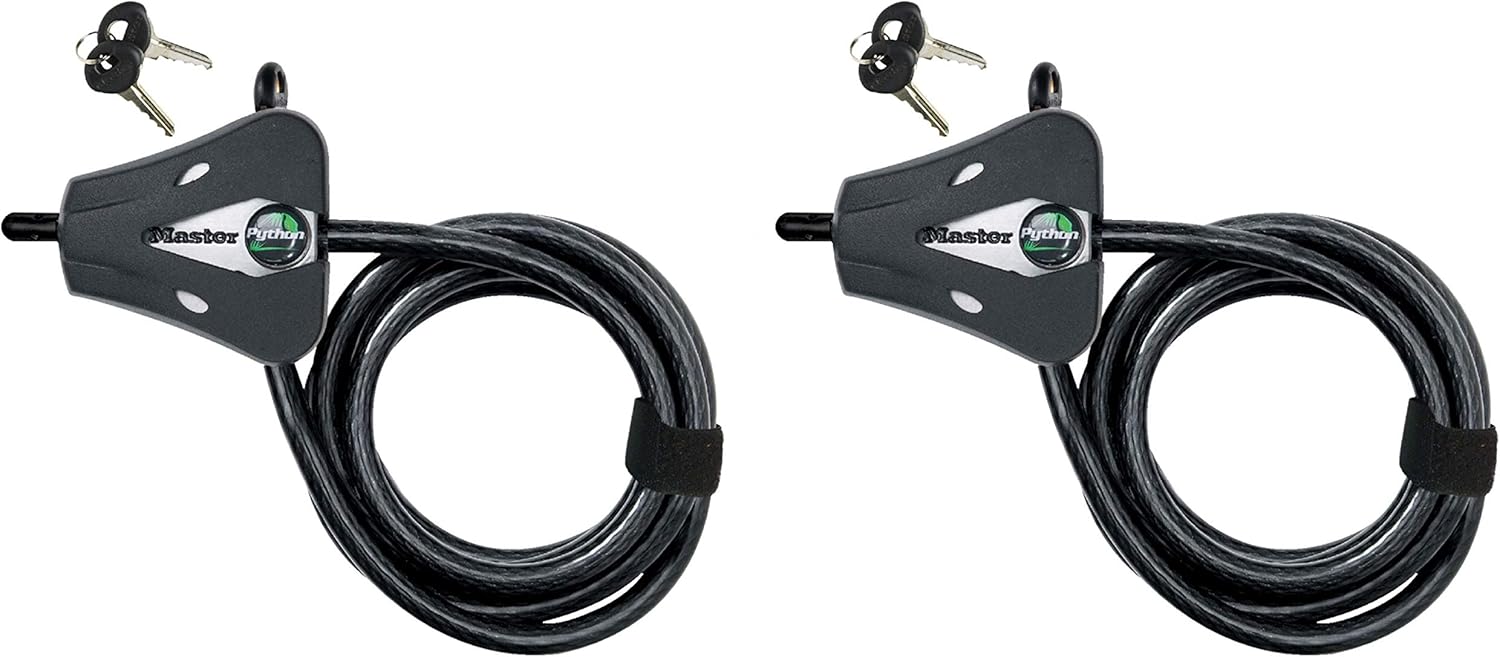 Master Lock 8418D Python Keyed Cable Lock, 6 ft Long, Black 2 Pack