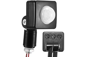 ONEVER Motion Sensor Outdoor Switch PIR, Light Beam Sensing Switch with Relay Output, Infrared Motion Activated Switch Replacement Detector for Wall Light Solar Security Lights Alarm, AC 110V (Black)