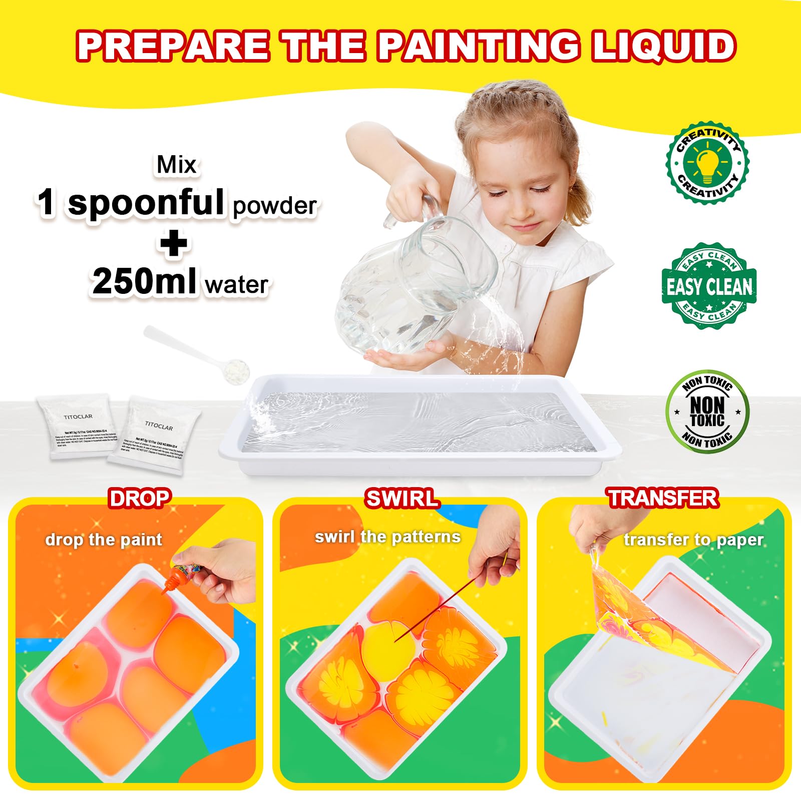 Water Marbling Paint Kit, Arts and Crafts For Kids,Birthday Gifts for Girls Boys 3+Years Old, Toys For Ages 8-13 5-7 3-6, Art Supplies for Kids