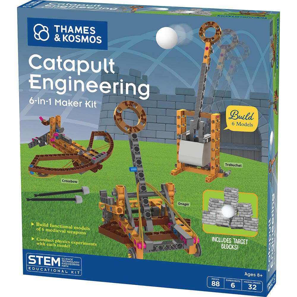 Thames & Kosmos Catapult Engineering Kit | Build 6 Medieval Machines | STEM Toy for Kids Age 8+ | Learn Mechanical Physics & Engineering | Safe Foam Balls & Soft-Tipped Projectiles