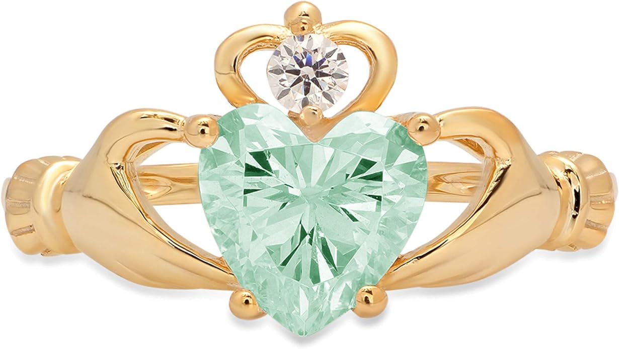 1.55 ct Heart Cut Irish Celtic Claddagh