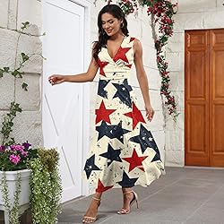 CHRATLHI American Flag Dress Maxi Long Fourth of